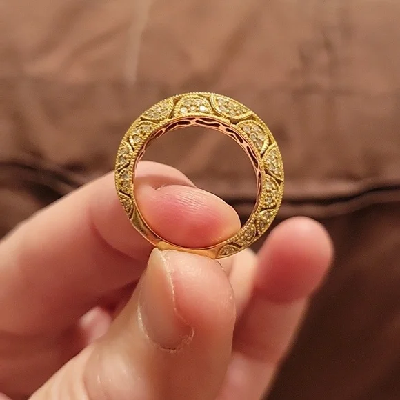 14K Yellow Gold 1 1/2 CTW Baguette & Round Diamond Ring Size 6 - Picture 3 of 5